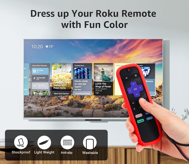 SOTATOO 2 Pack Silicone Remote Case for Roku TV, Compatible with Roku Brands, Red and Dark Blue - Image 2